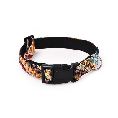 China Polyester Viable Traditional Canvas Pet Embroidery Accessories Ethnic Folk Style Walking Dog Collar for sale