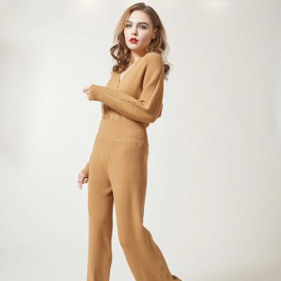 China hot sale Anti-wrinkle casual rompers solid loose 2 pieces knit sweater sets women for sale