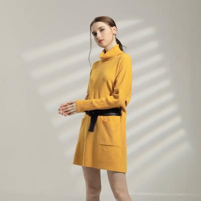 China new Anti-wrinkle fashion shirt casual dress with belt women's sweaters casual loose sweater dress for women for sale