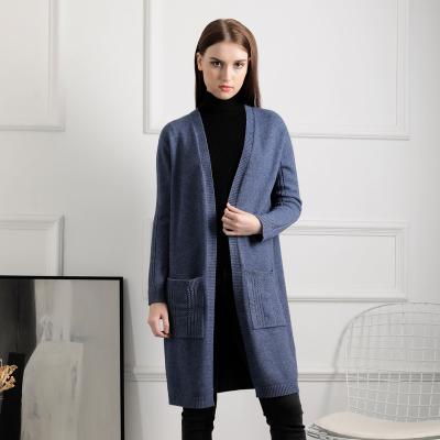 China Anti-pilling Autumn Fashion Ladies Long Knitted Buttonless Knitted Sweater Cardigan Buttonless Coat for sale