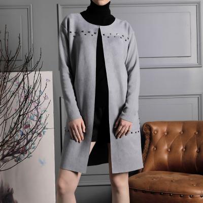 China 2021 customs autumn winter anti-pilling round neck long sleeved knitted women's cardigans for sale