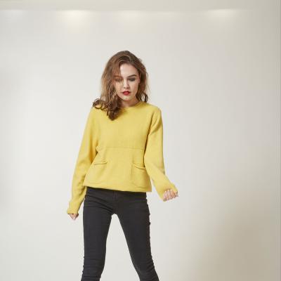 China Anti-wrinkle Crewneck Sweater Pocket Knitted Sweater Women Winter Casual Cute Pullovers for sale