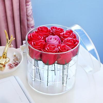 China Advertising of YAGELI china factory custom perspex transparent rose gift round acrylic flower box for sale