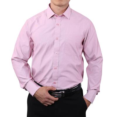 China Custom Anti-pilling Mens Slim Fit Long Sleeve Cotton Pink Business Shirts For Men for sale