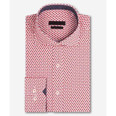 China Anti-pilling Custom Made Spread Floral Printed Collar Long Sleeve Rose Cotton Dress Shirt for sale