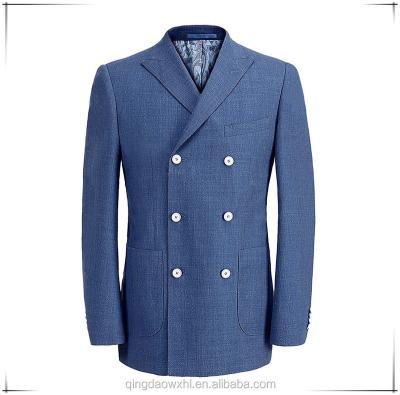 China Tailor Suit Photos Blue 6 Buttons Anti-Shrink Custom Blazer Suit Jacket for sale