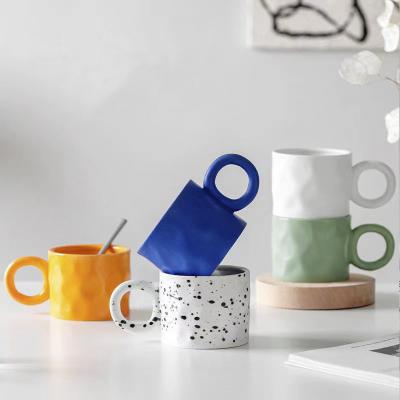 China Viable Creative Nordic Ceramic Cup Ink Splatter Coffee Mug Coffee Style Insti Tea Tableware Handmade Tableware for sale