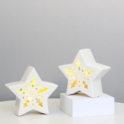 China Custom Decorative and Home Decorative Ceramic Five Point Gifts Wedding Star with Led Lights for sale