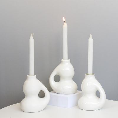 China Wholesale Home Wedding Nordic Geometric Home Decoration Candlestick Style Creative Unique Ceramic Candle Holder For Candlestick for sale