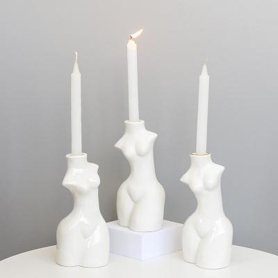 China Nordic Style Home Desktop Ornament Candlestick Wedding Decoration Table Candle Holder Ceramic Candle Holder for sale