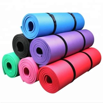 China Wholesale Competitive Price NBR yoga mat 10mm thickened eco-friendly non-slip yoga mat foldable nbr with strap for sale