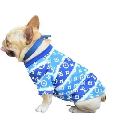 China Sustainable hotsales summer luxury fashion printed acrylic paw sport pet T-shirt dog clothing for sale