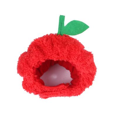 China Winter Sustainable Pet Hats Christmas Gifts New Year Style Apple Shape Pet Wool Warm Headdress for sale