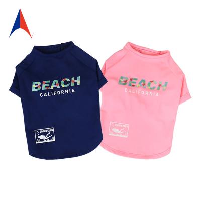 China Summer Beach Sustainable Pattern Printed Print Blue And Pink Cool Breathable Pet T-Shirt for sale