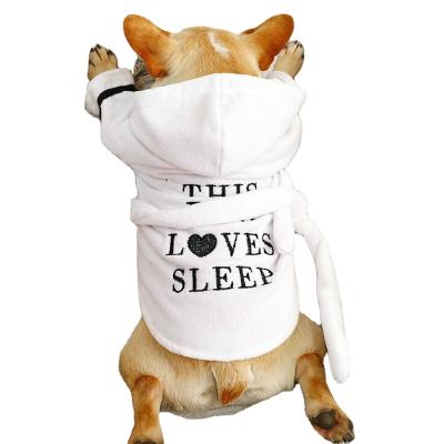 China Fashion Leisure Soft Absorbent Cotton Hoodie Bulldog Dog Pajamas Pet Viable Bathrobe for sale