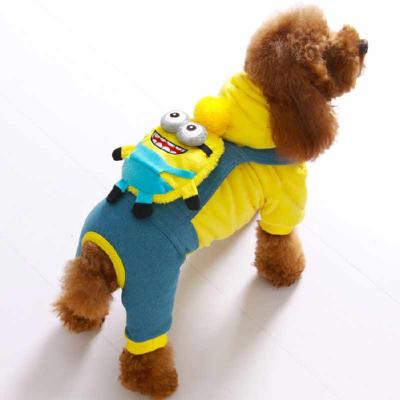 China Sustainable Doggie Fashion Padded Warm Thicken Plush Hoodie Denim Jackets Dog Jumpsuit Pet Clothes for sale