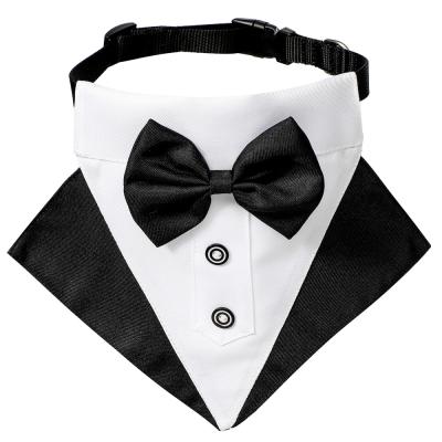 China Banquet Wedding Suit Style Pet Tie Polyester Pet Saliva Towel Machine Washable Pet Collars for sale