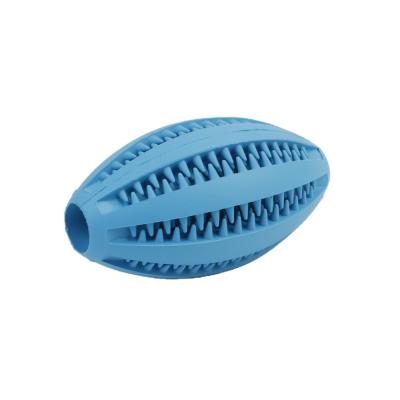 China Sustainable Natural Rubber Material Ferrule Shaped Permeable Pet Ball Cleaning Teeth Grinding Ball Pet Toys for sale