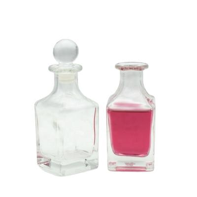 China Personal Care 100ml 200ml Square Reed Diffuser Glass Bottle With Glass Stopper for sale