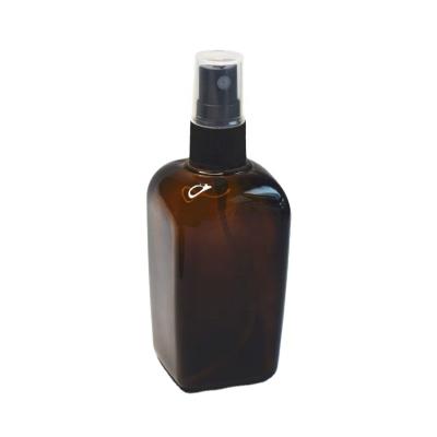 China Wholesale 10ml 20ml 30ml 50ml 100ml Cosmetic Square Essential Oil Glass Amber Bottle With Pump Sprayer for sale