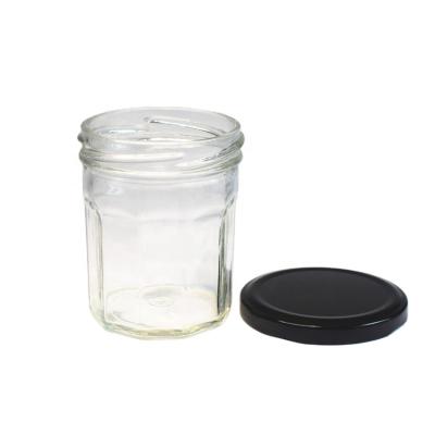 China 150ml Food Polygon Shaped Glass Storage Jar For Canning And Stored With Metal Lid for sale