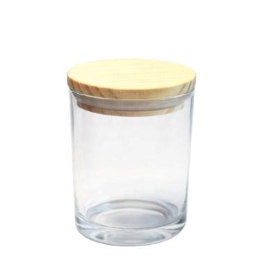 China Gift & Craft 6oz Candle Glass Jar With Wooden Lid 200ml Tumble Glass For Candle for sale