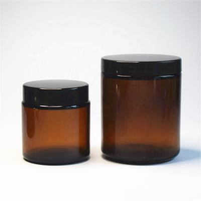 China 4oz 6oz 120ml 200ml Cosmetic Amber Cream Glass Jar Round Shape Glass Jar for sale