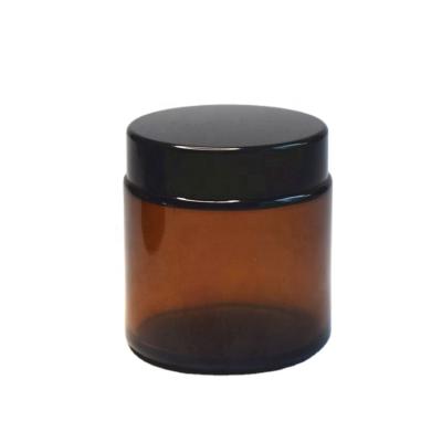 China 4oz cosmetic amber glass jar for skin care 100ml cream for sale