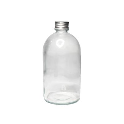 China Wholesale 500ml Fancy Empty Glass Beverage Clear Juice Milk Tea Bottle With Screw Top for sale