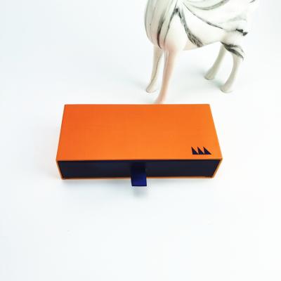 China Recyclable Gift Box Orange Geschenkdoos Verpakking Drawer Box Small Custom Luxe Logo Card Shipping Boxes for sale