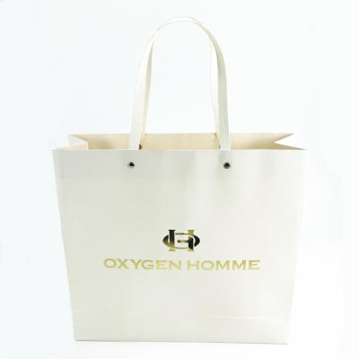 China Custom Hot Stamping Marble Luxury Retail Shopping Paper Bags Recyclable With Logo for sale