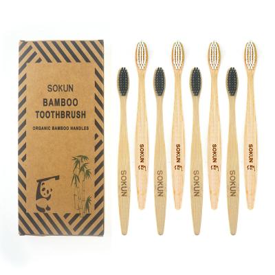 China Eco-Friendly Natural Bamboo Toothbrush Round Brush A Grade Eco-Friendly Bossel Bamboo For Travel for sale