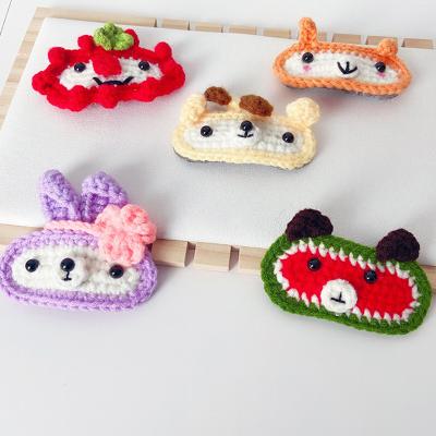 China New Style Kids Barrettes Cute Cartoon Environmentally Friendly Handmade Wool Yarn Animal Snap Clips For Kid Wholesale for sale