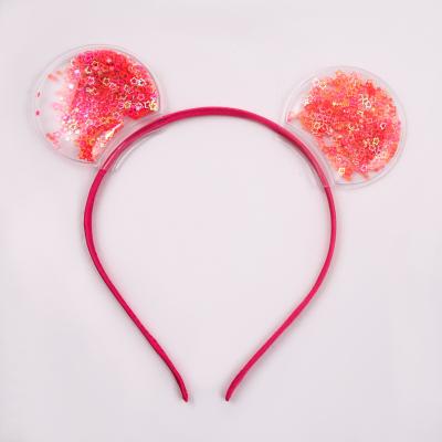 China Hot Sale Environmentally Friendly Cartoon Star Glitter Headband Kids Red Mouse Hair Band For Kids Wholesale for sale