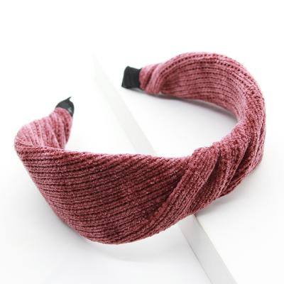 China Environmentally Friendly Warm JOJO Red Hairdband Knot Head Yarn Wool Hair Accessories Band Headband for sale