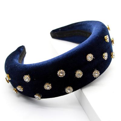 China JOJO Navy Blue Hairdband Rhinestone Environmental Friendly Crystal Headband Hair Accessories Head Band for sale