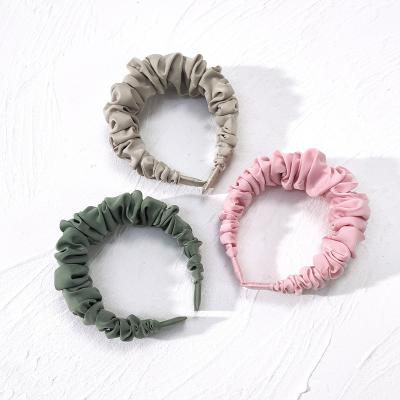 China JOJO Korean Headbands Ins Plicative Hair Bands Environmentally Friendly Pure Color Headbands Bands Head Style For Women for sale