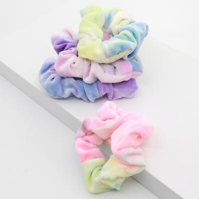 China Environmental Friendly JOJO Elastic Hairband Women Ponytail Backing Gradient Head Ties Vintage Suede Hair Ties Scrunchies For Kids for sale