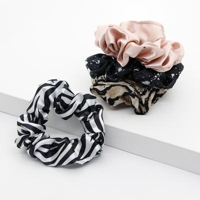 China JOJO Elastic Hairband Women Ponytail Flower Hair Ties Vogue Scrunchies Environmentally Friendly Satin Backing Head Ties For Women for sale