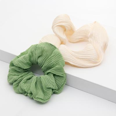 China JOJO Elastic Hairband Women Ponytail Stand Ties Pleats Hair Ties Vintage Single Head Scrunchies For Women for sale