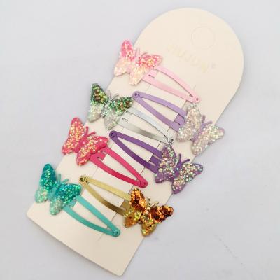 China Environmentally Friendly JOJO Korean Fashion Lady Barrettes Alloy Glitter Butterfly Hair Clips Accessories For Women for sale