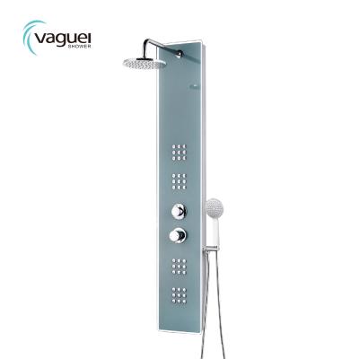 China Vaguel Thermostatic Faucets Insulated Large Led Recycled Tempered Glass Shower Wall Panels for sale