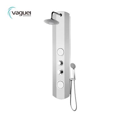 China PVC Thermostatic White Round Shower Head Vaguel Faucets Control Thermostatic Shower Panel for sale