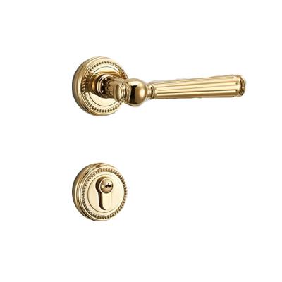 China GUJIAHE Decoration Style Luxury European Golden Door Magnetic Lock Wooden Mute Handle for sale