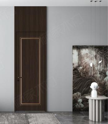 China GW-212 Brown Color Latest Design Wooden Door PVC Solid Wood Door For Home for sale