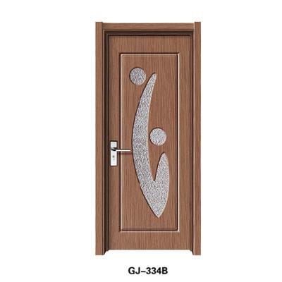 China Wholesale Cheap Wholesale MDF Wood Door PVC Decoration Glass Walnut Middle East Africa Style Black Hot Sale Bathroom Door for sale