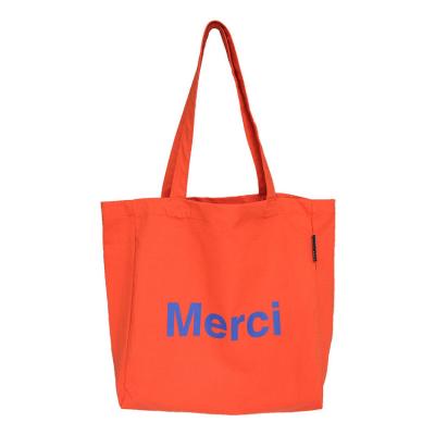 China Reusable Wholesale Red Color Logo Cotton Canvas Bag Foldable Handled Custom Printed Bag for sale