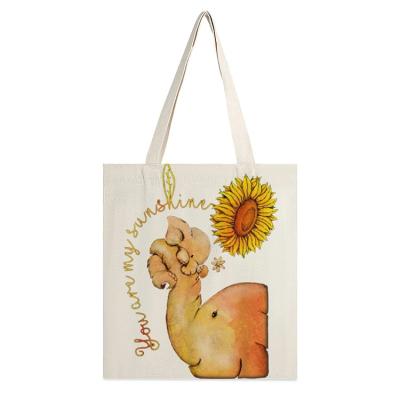 China Wholesale Eco Friendly Custom White Handled Printing Logo Tote Cotton Canvas Bag Reusable Shopping Cotton Bag for sale