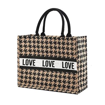 China Wholesale Durable Custom Logo Plain Recycled Tote Jute Handled Bags With Pockets for sale