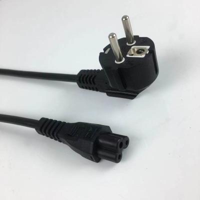 China Industrial Equipment EU Power Cord Schuko Angled 3 Pin Plug To IEC 320 C5 for sale